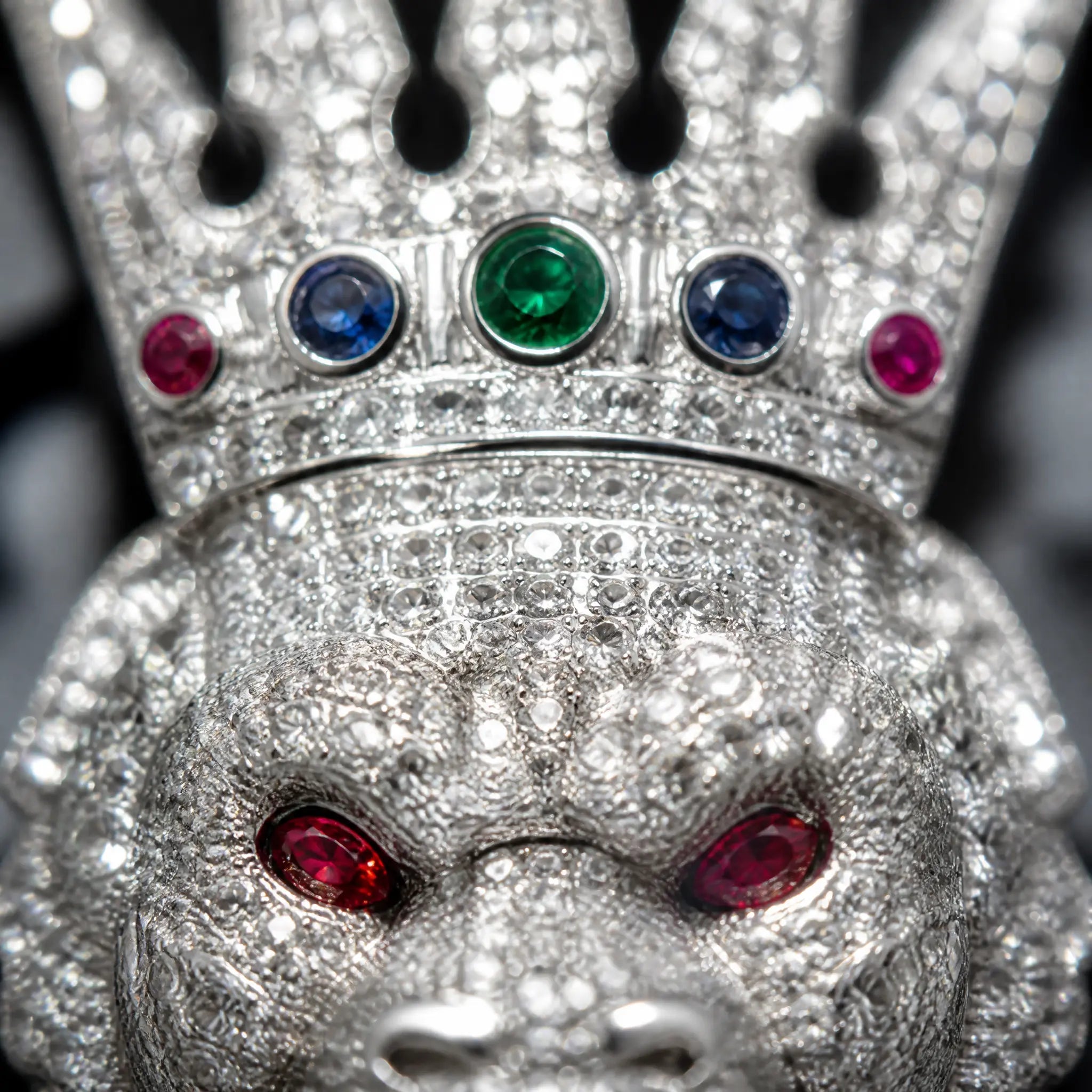 Iced Out Crown Gorilla Head Pendant - Detail shots