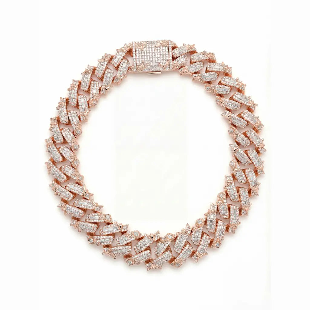 Rose Gold Iced Out Eagle Cuban Link Chain featuring flooded CZ stones and eagle inspired links