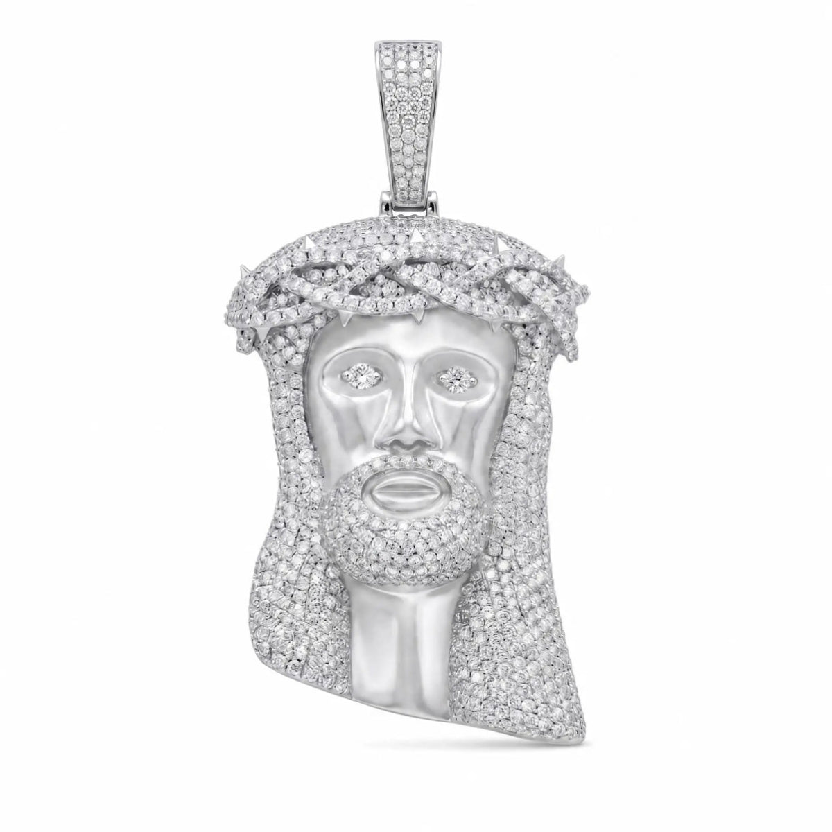 Silver-tone version of the 4Inch Iced Jesus Pendant