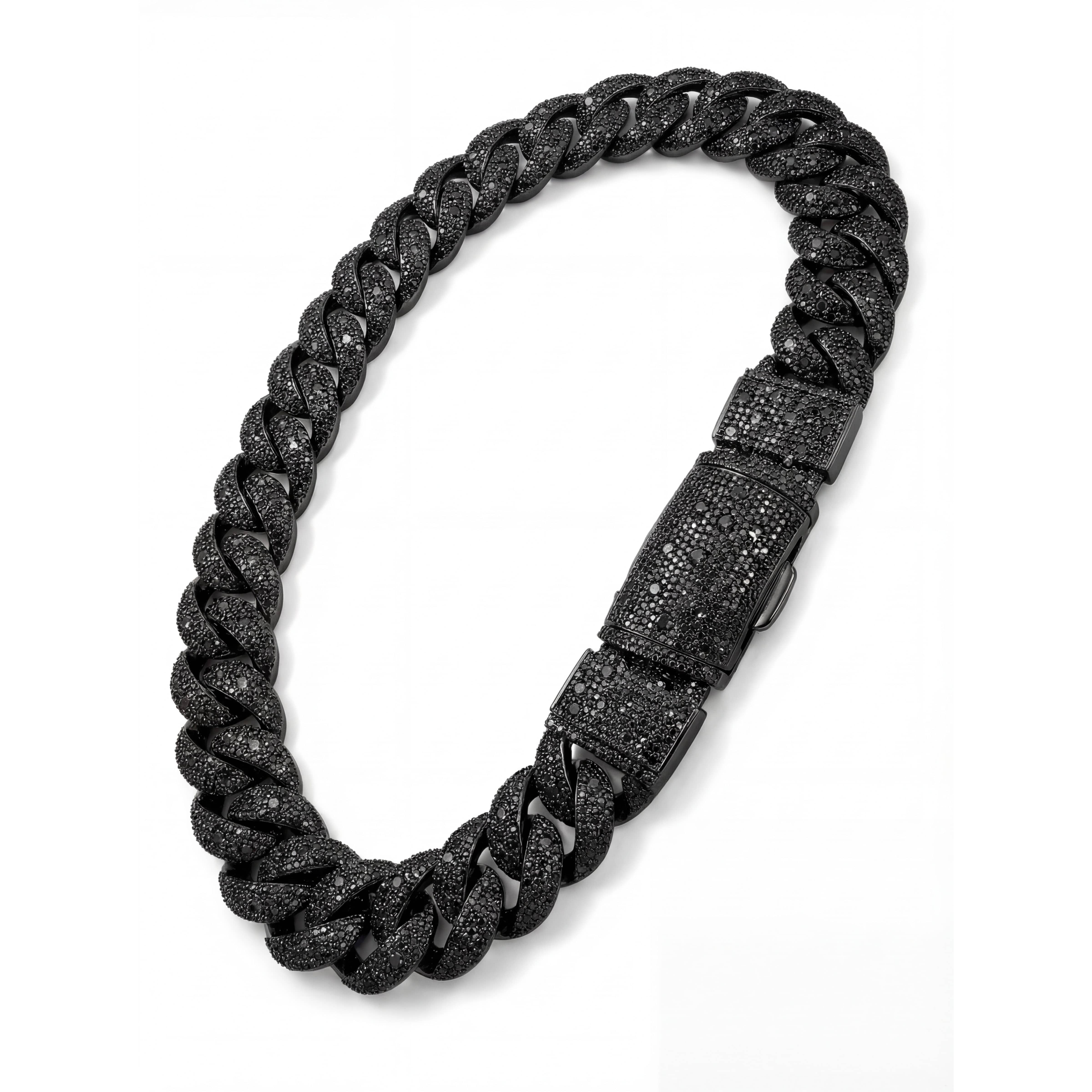 30mm black iced out Cuban link chain cubic zirconia bold hip hop necklace