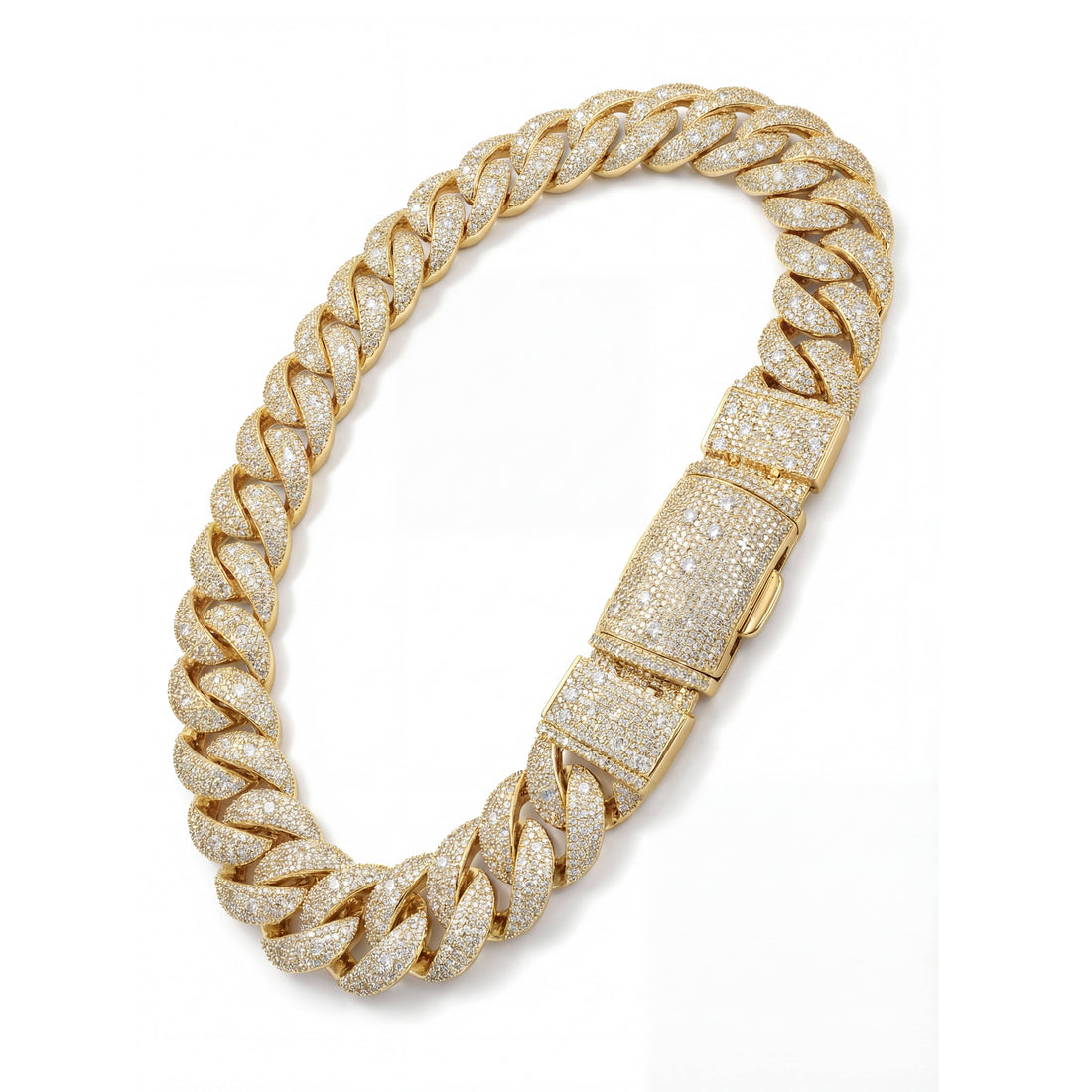 30mm iced out Cuban link chain gold cubic zirconia hip hop necklace for men