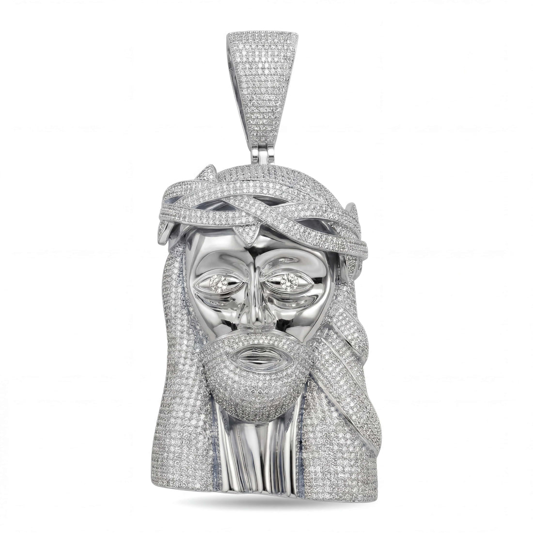 4Inch Iced Jesus Pendant, gold-tone finish, full front view