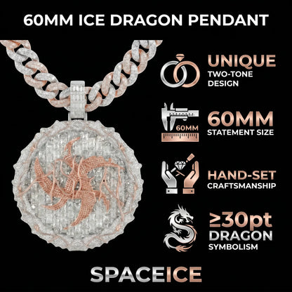 Iced Out Dragon Pendant | Hip Hop Dragon Necklace for Men