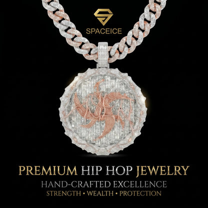 Iced Out Dragon Pendant | Hip Hop Dragon Necklace for Men