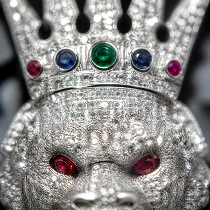 Iced Out Crown Gorilla Head Pendant - Detail shots