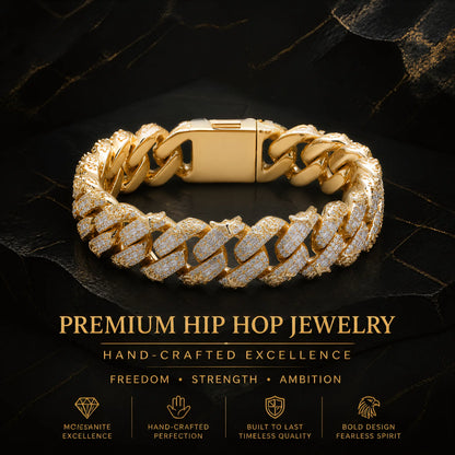 Iced Out Moissanite Eagle Cuban Link Bracelet