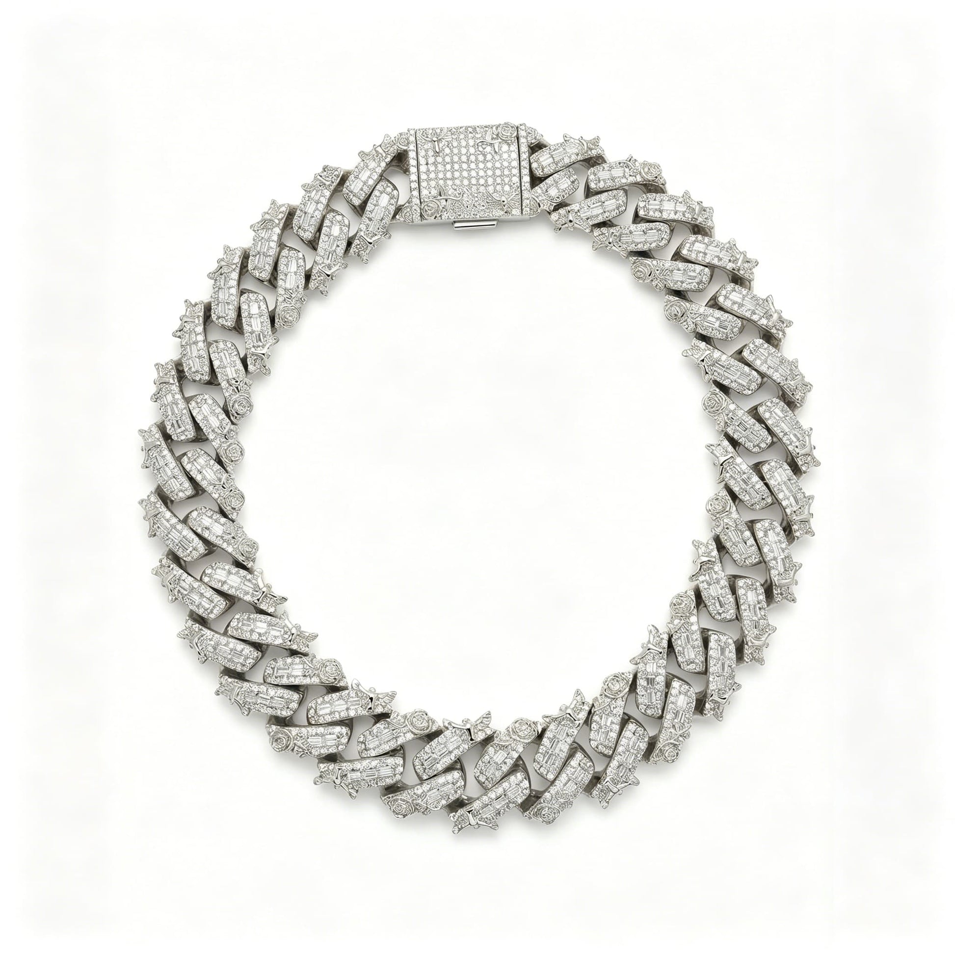 IcedOutMoissaniteEagleCubanLinkChainWhiteGold