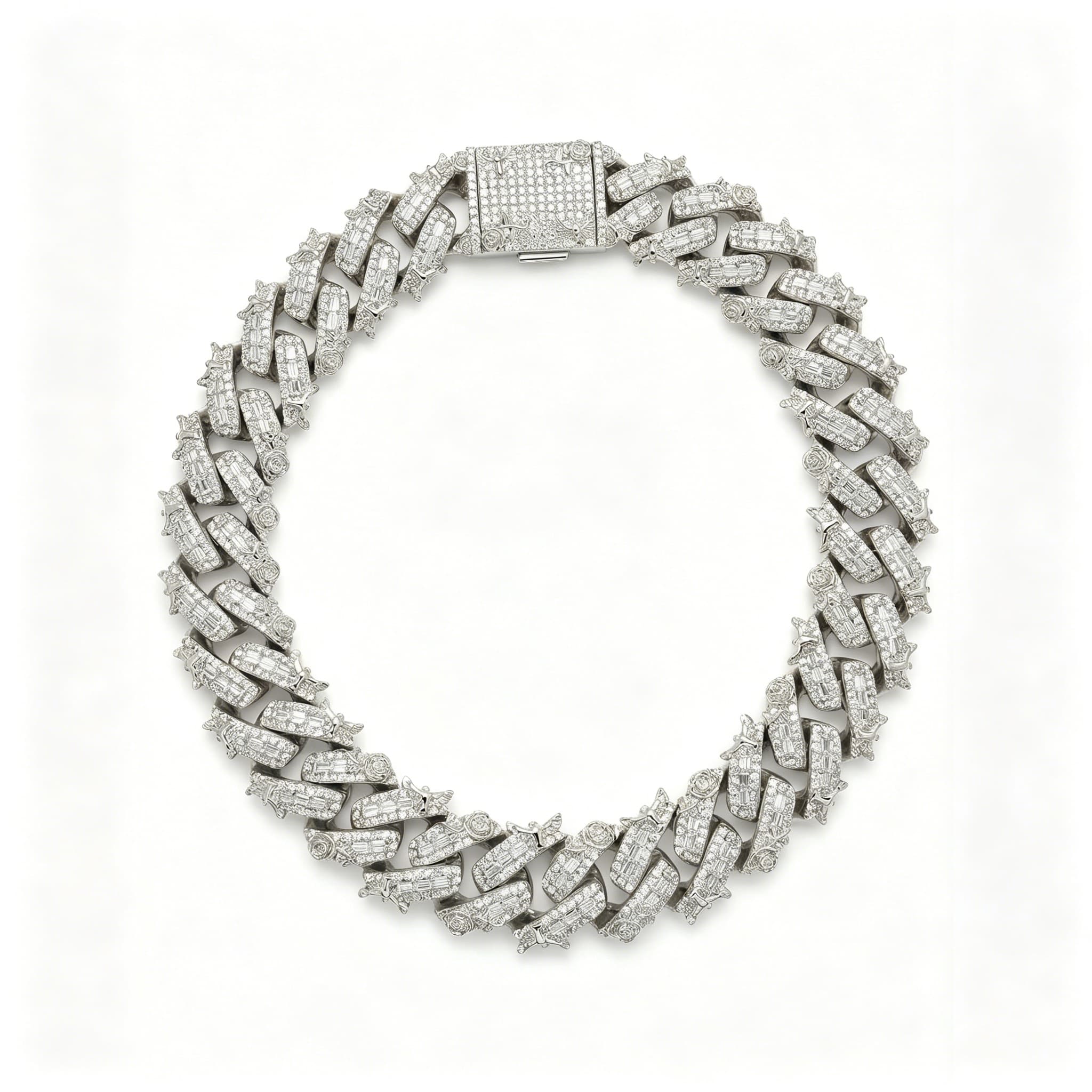 IcedOutMoissaniteEagleCubanLinkChainWhiteGold