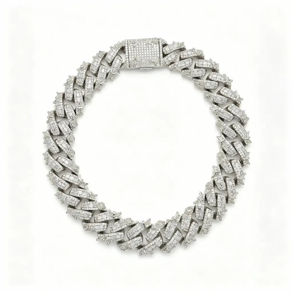IcedOutMoissaniteEagleCubanLinkChainWhiteGold