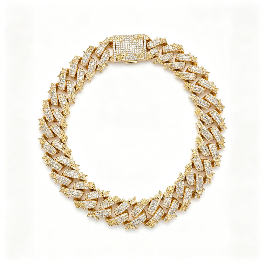 IcedOutMoissaniteEagleCubanLinkChainYellowGold