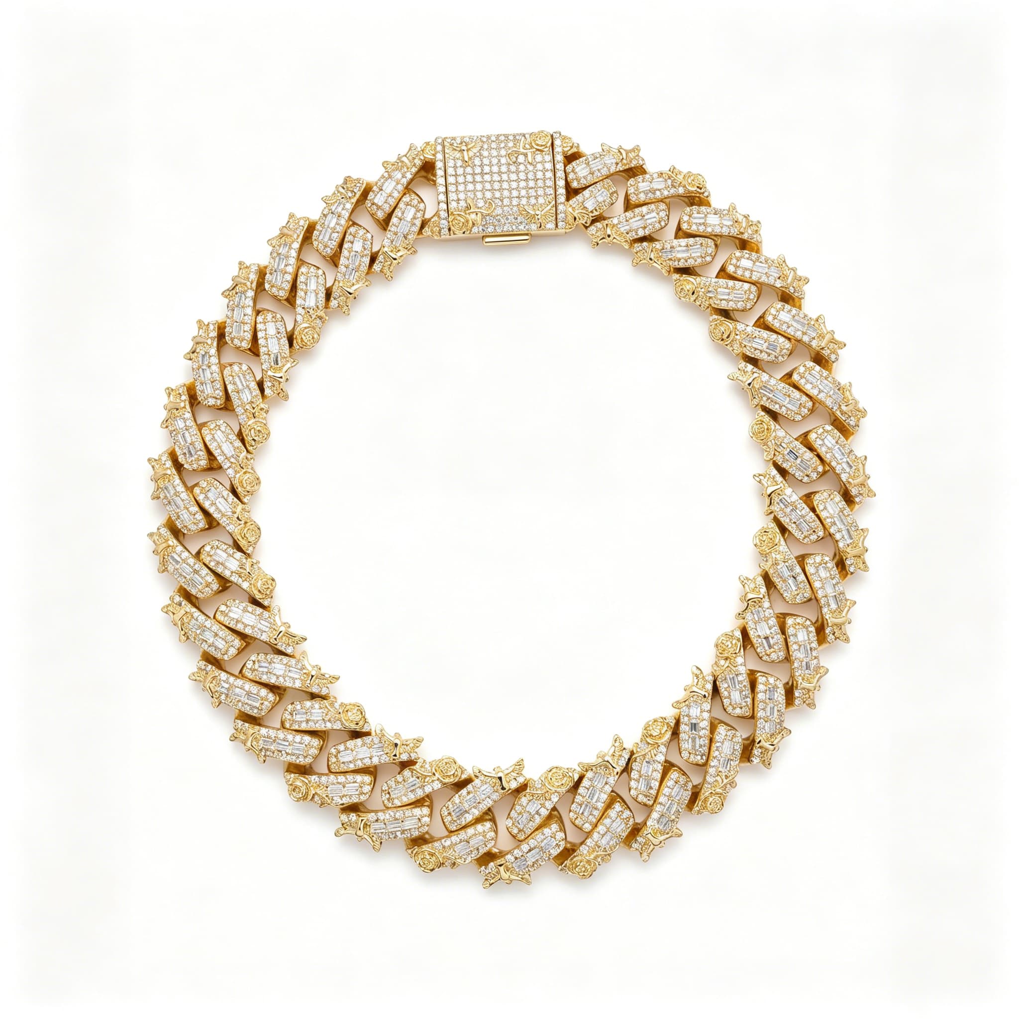 IcedOutMoissaniteEagleCubanLinkChainYellowGold