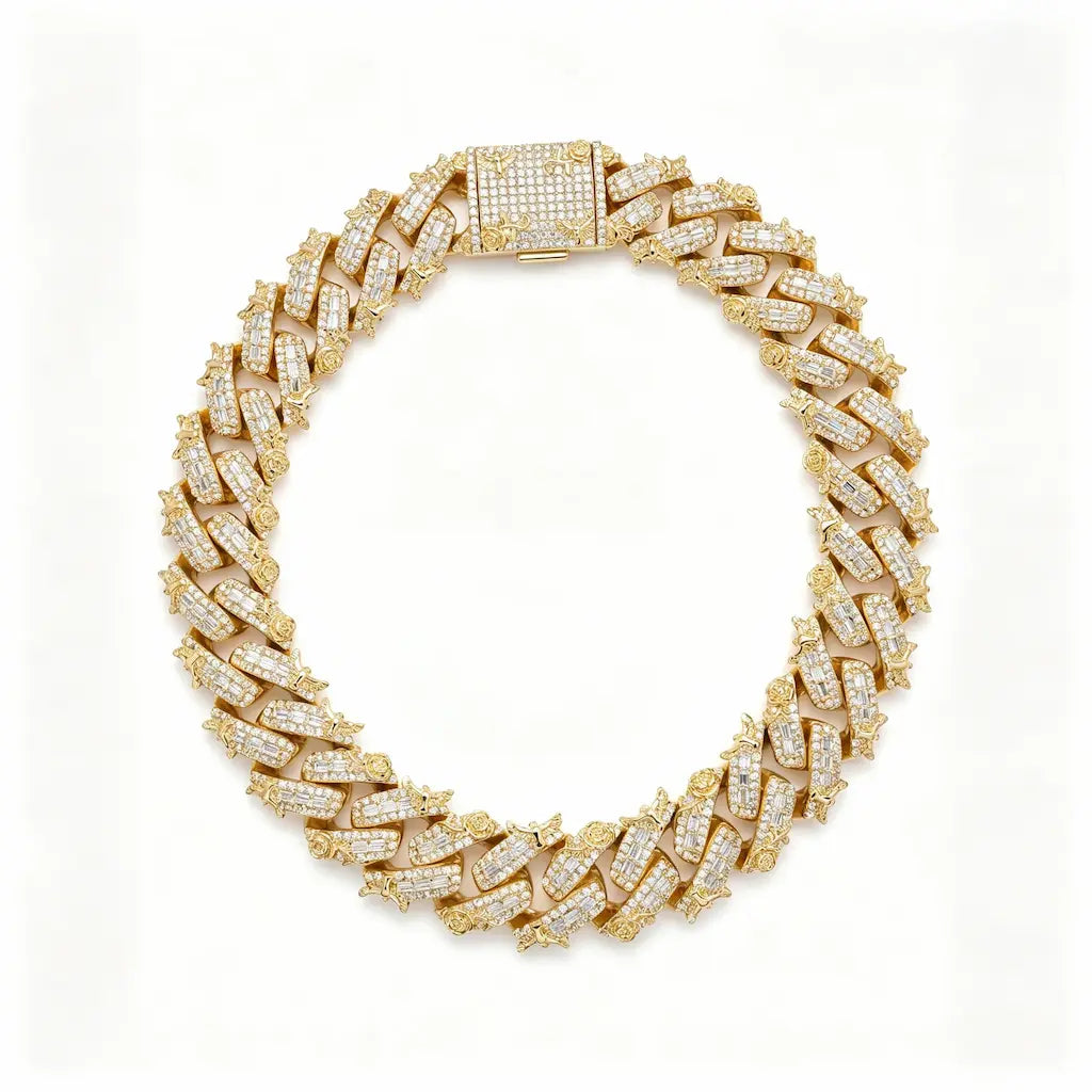 IcedOutMoissaniteEagleCubanLinkChainYellowGold