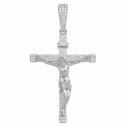 SPACEICE moissanite iced-out INRI Jesus crucifix pendant in Silver