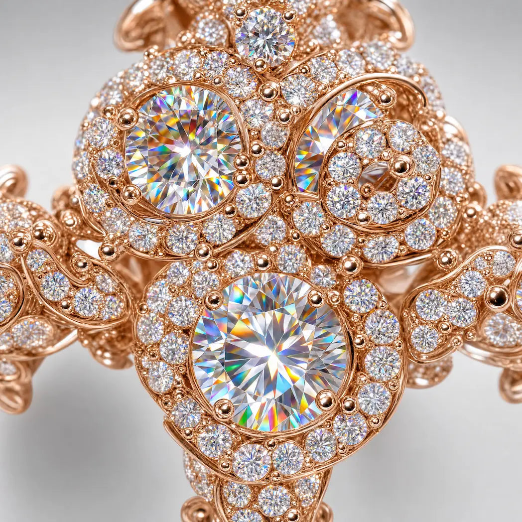 SPACEICE Moissanite Iced Out Rose Cross Pendant,Silver Plated Floral Cross Charm, Hip Hop Bling Religious Necklace Pendant for Men - Shimmering details