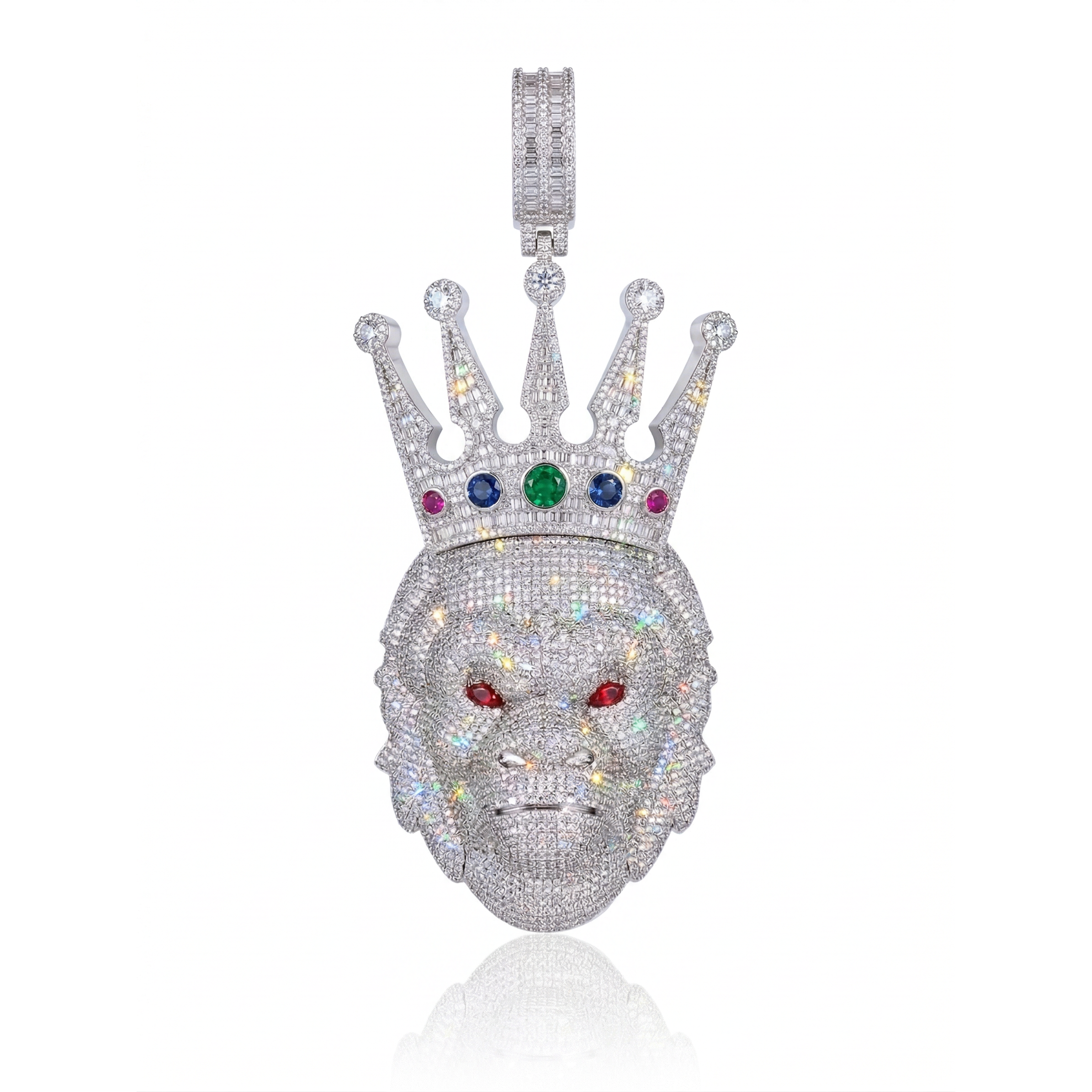 white gold iced out gorilla head pendant cubic zirconia hip hop jewelry