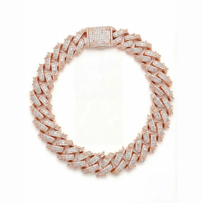 Rose Gold Iced Out Eagle Cuban Link Chain featuring flooded CZ stones and eagle inspired links