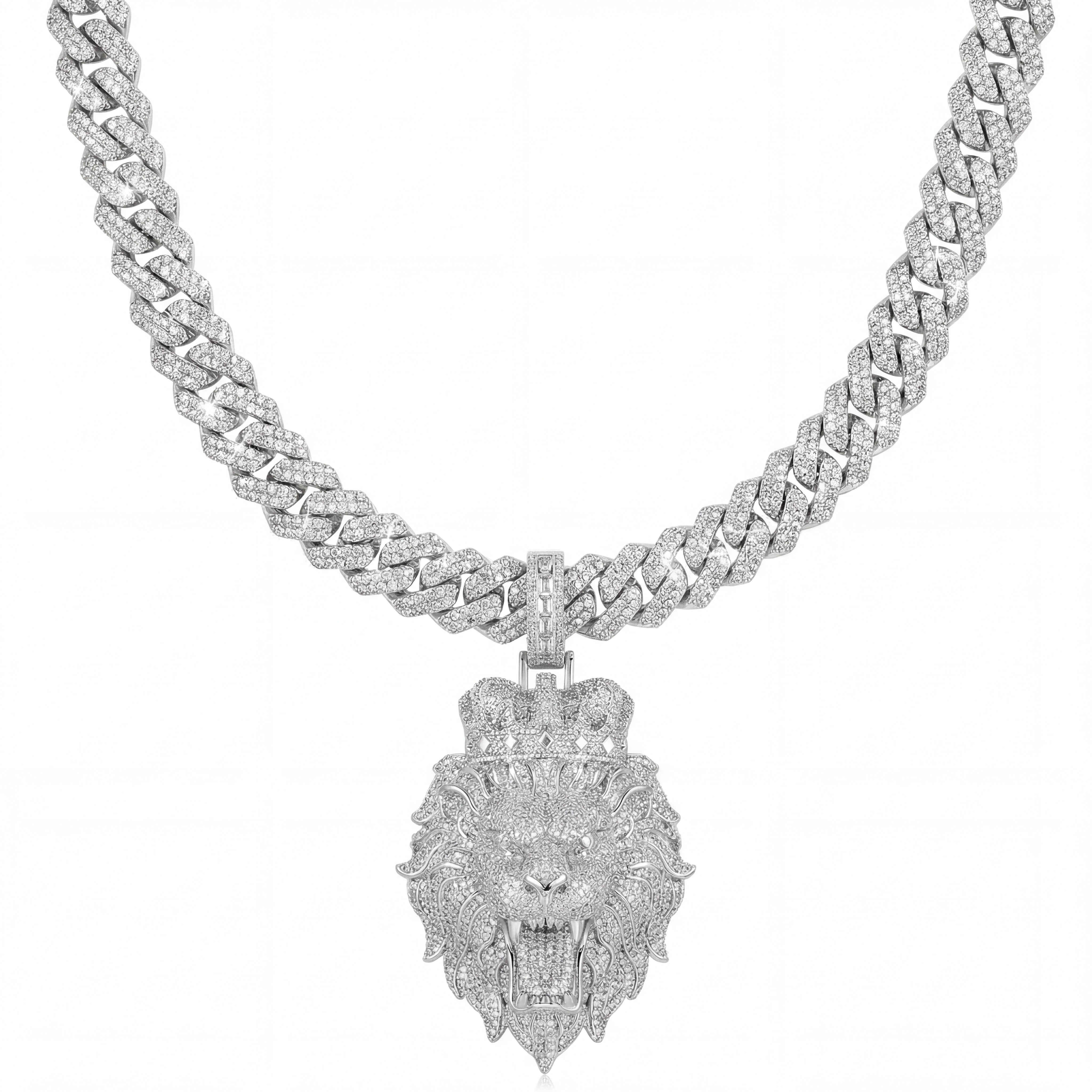 Gold lion head pendant with Cuban chain