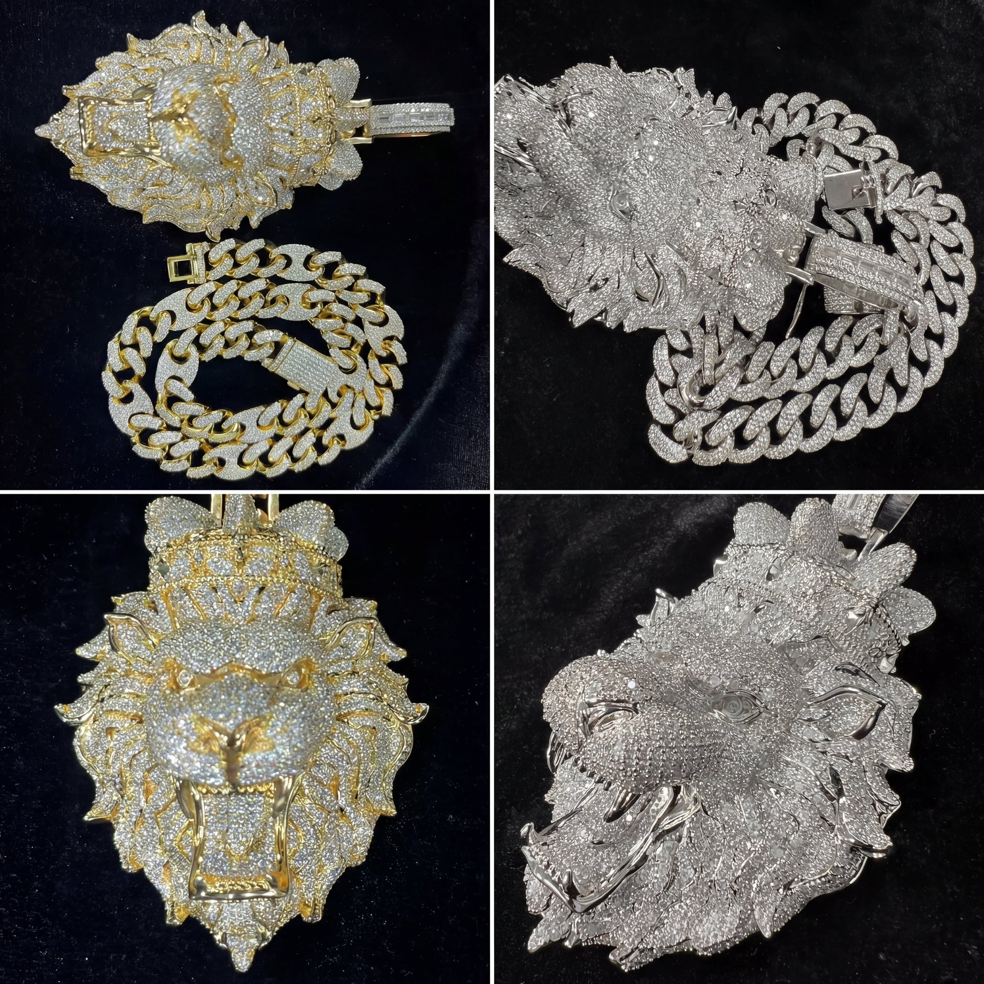 Gold and silver lion head pendant color options
