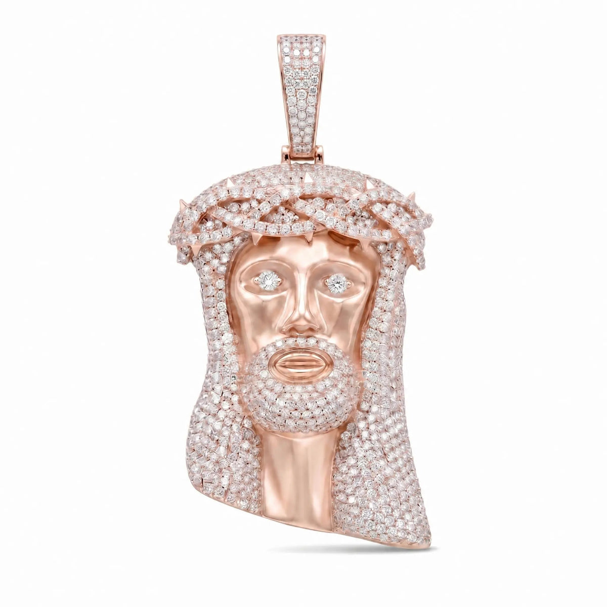 Rose-tone version of the 4Inch Iced Jesus Pendant