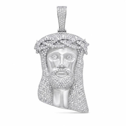 Silver-tone version of the 4Inch Iced Jesus Pendant